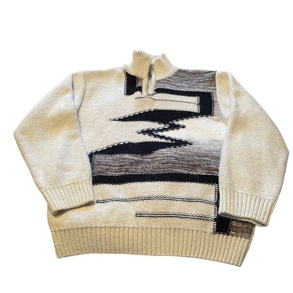 Vintage Fonxion 1/4 Zip Pullover Mockneck Sweater - Wool Size Large-Long Sleeves - Picture 4 of 8